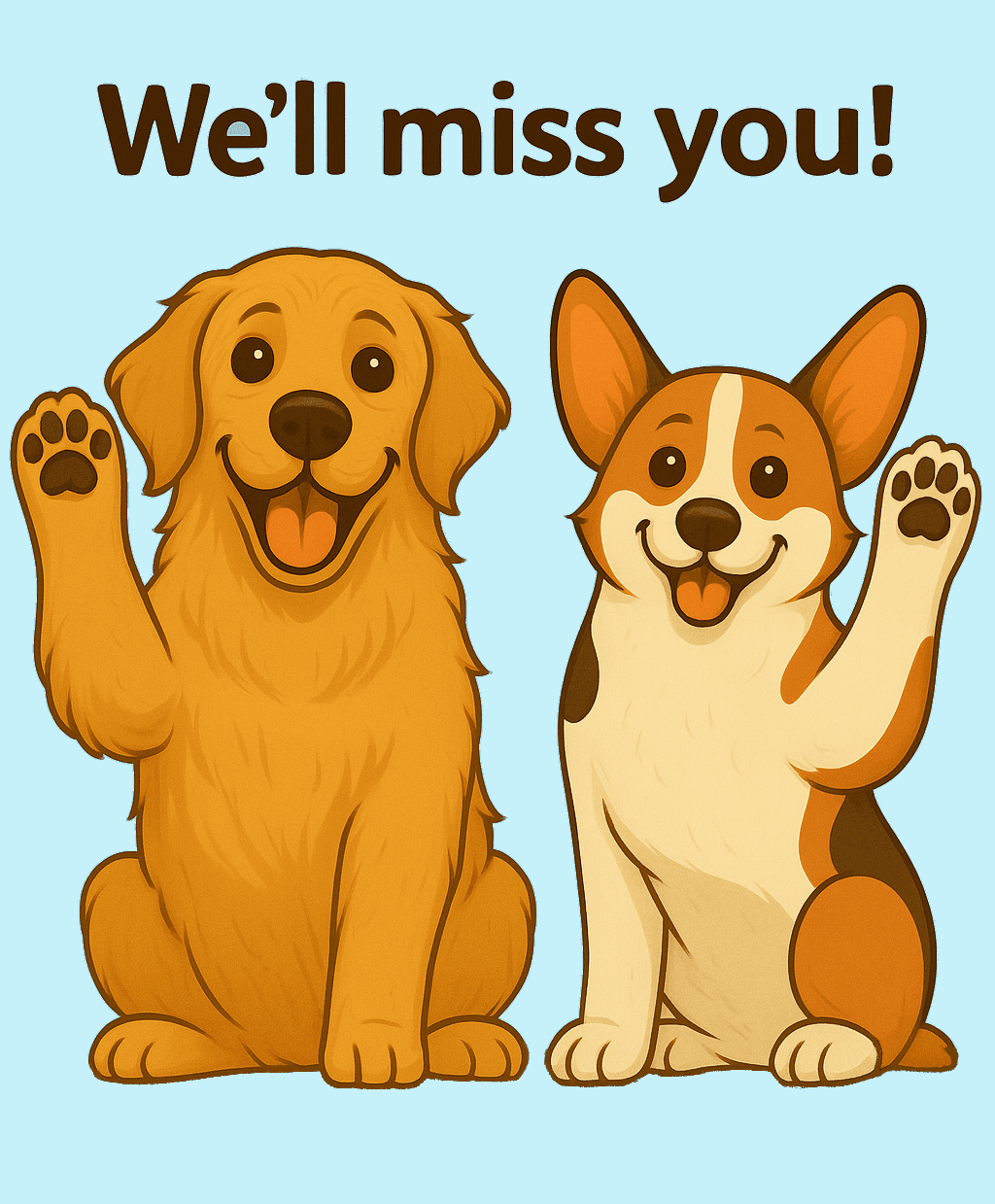 Waving dogs illustration